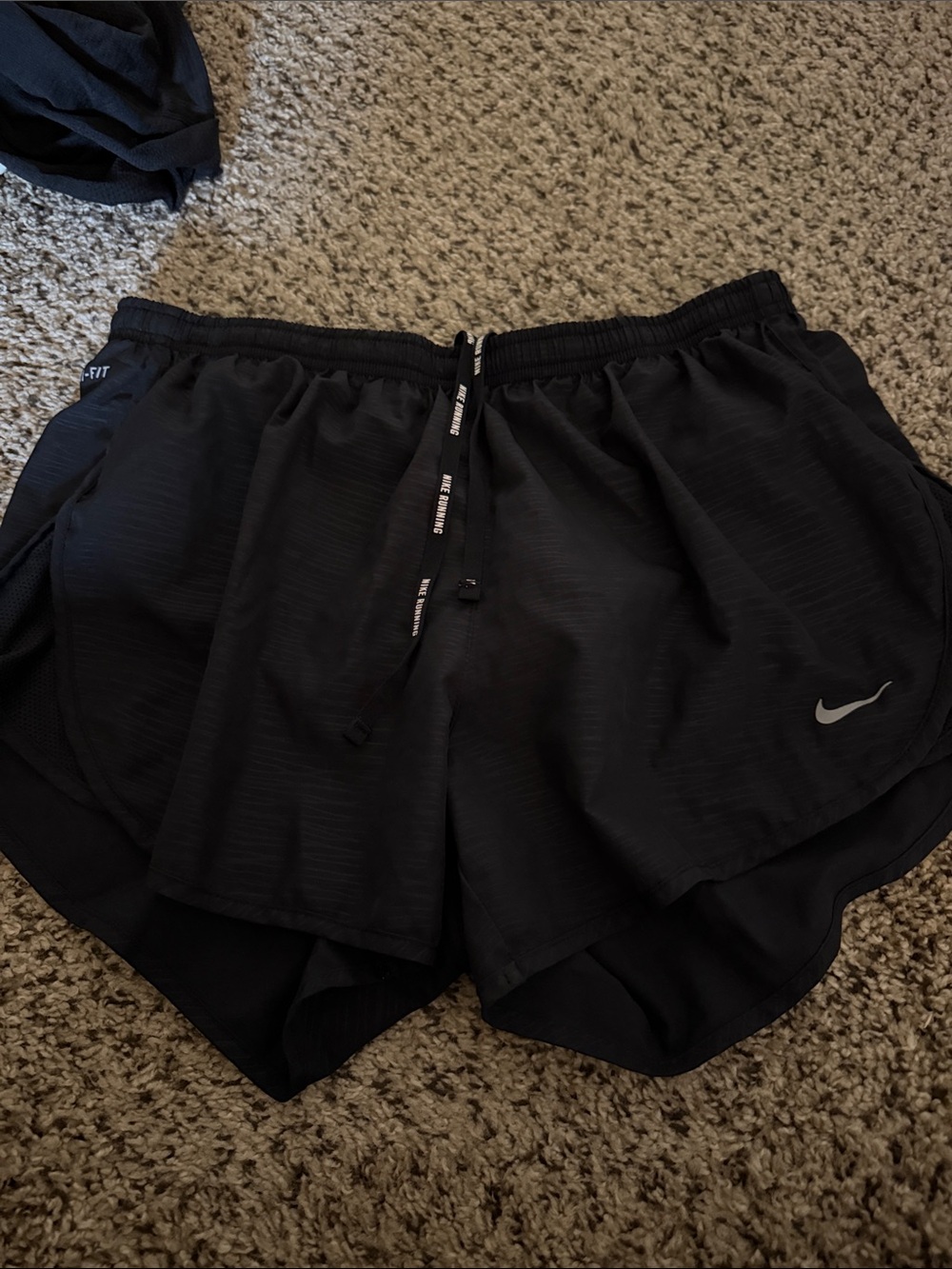 Nike Black Running Shorts with Silver Swoosh